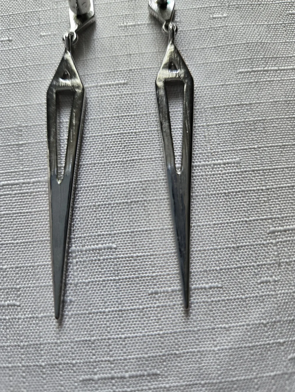 Chloe + Isabel Crystal Drop Earrings Silver Tone Geometric Art Deco Statement - Picture 3 of 4